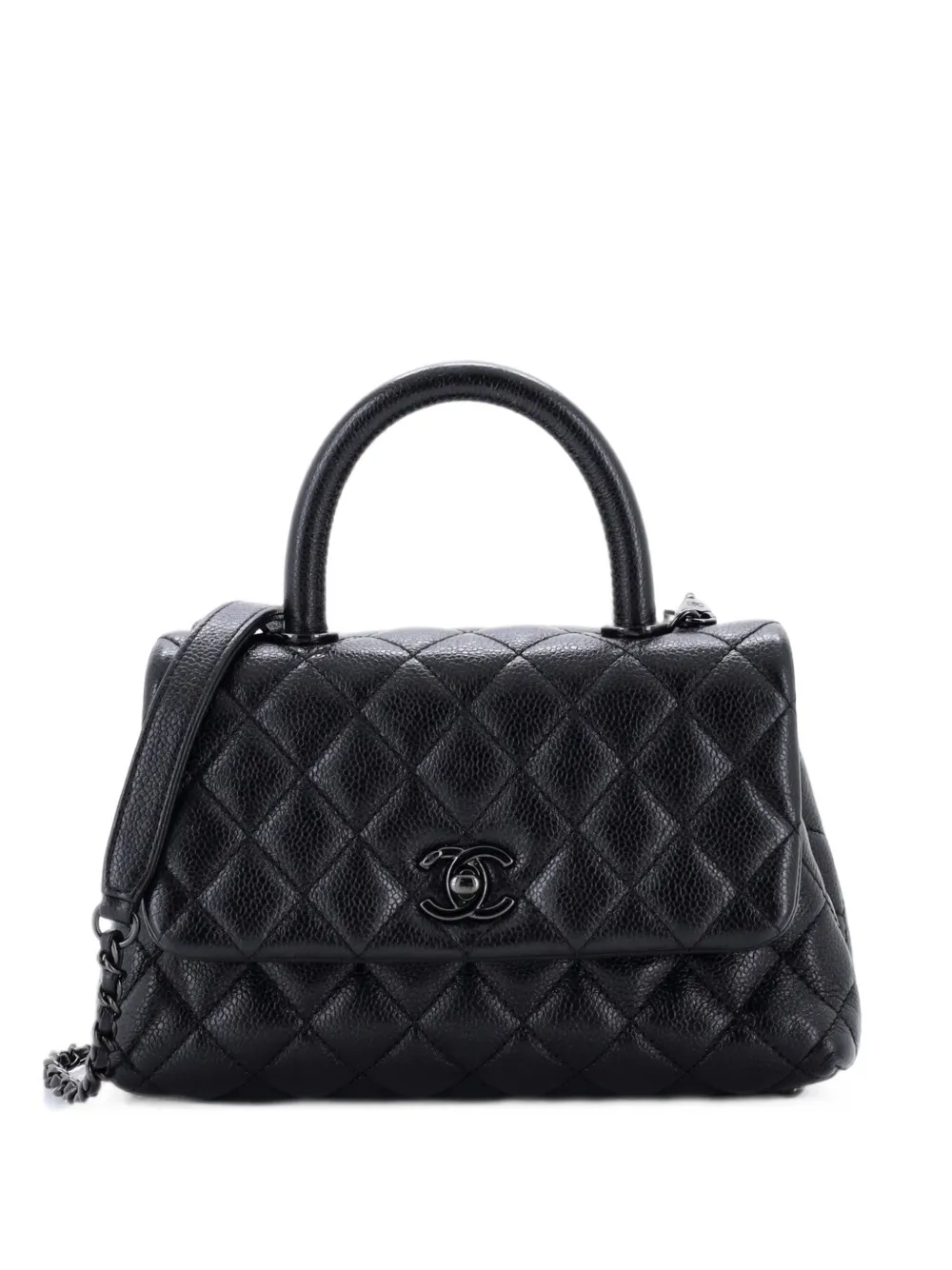 CHANEL Pre-Owned So Black Coco Top Handle Bag Quilted Caviar Mini satchel - Nero