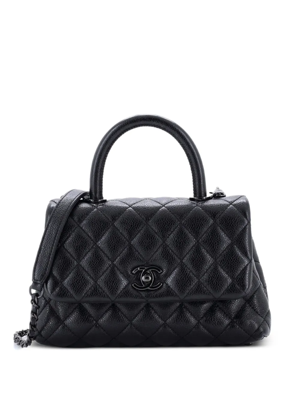 CHANEL Pre-Owned So Black Coco Top Handle Bag Quilted Caviar Mini satchel - Schwarz