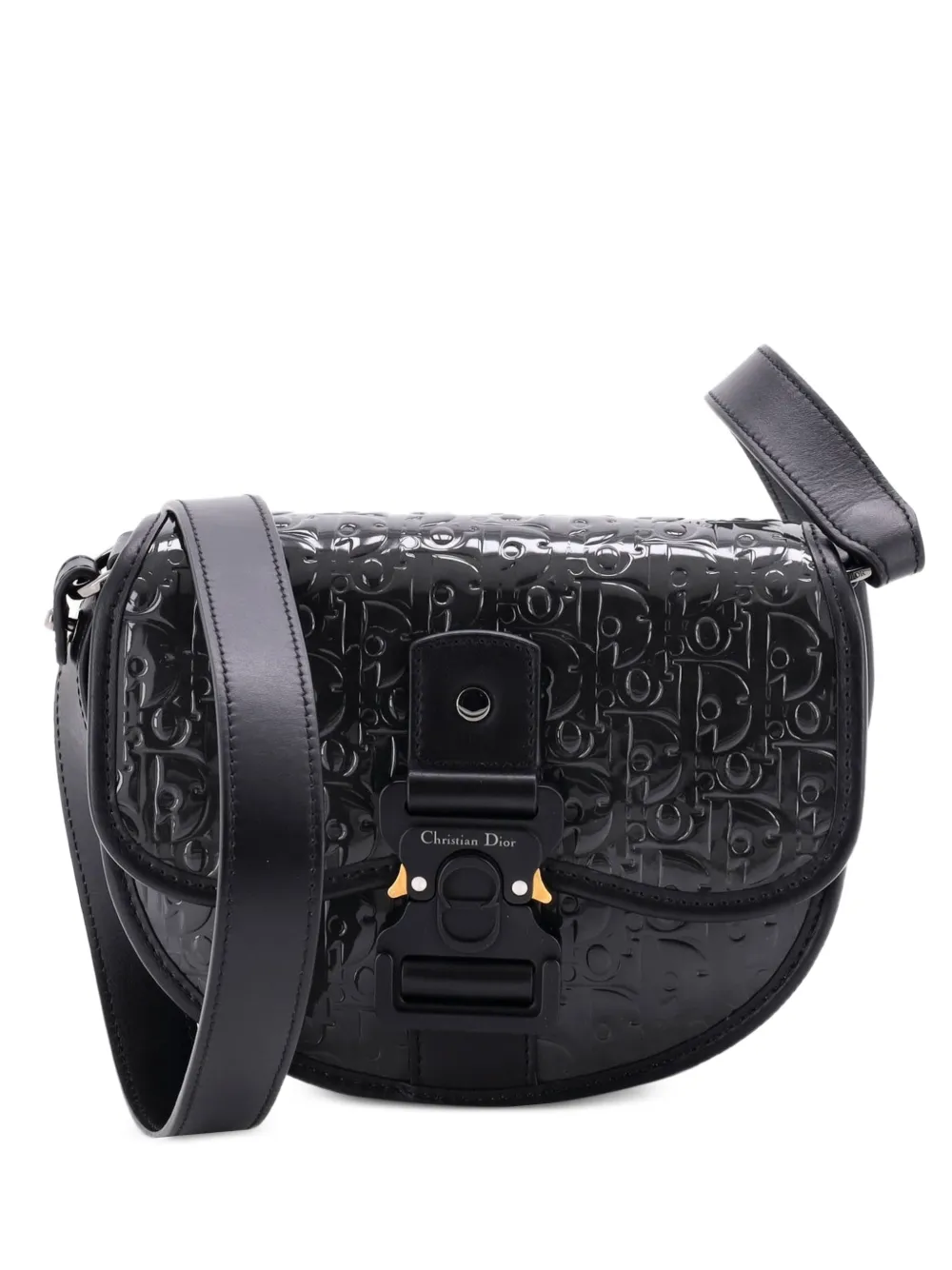 Christian Dior Pre-Owned Gallop Flap Messenger Bag Oblique Patent Mini crossbody bag - Schwarz