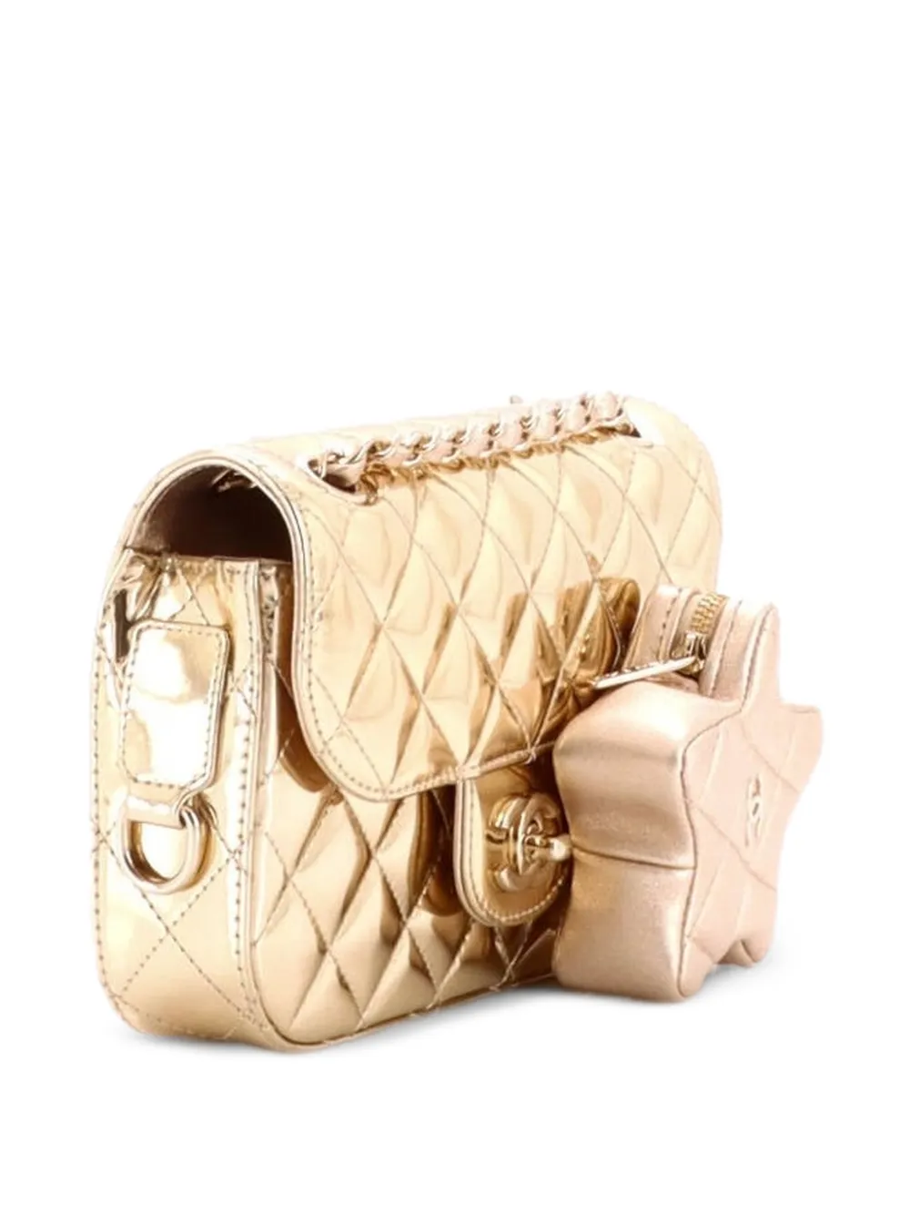 CHANEL Pre-Owned sac porté épaule Hollywood Boulevard matelassé à rabat en cuir métallisé avec mini porte-monnaie en forme d'étoile CHANEL Pre-Owned sac porté épaule Hollywood Boulevard matelassé à rabat en cuir métallisé avec mini porte-monnaie en forme d'étoile