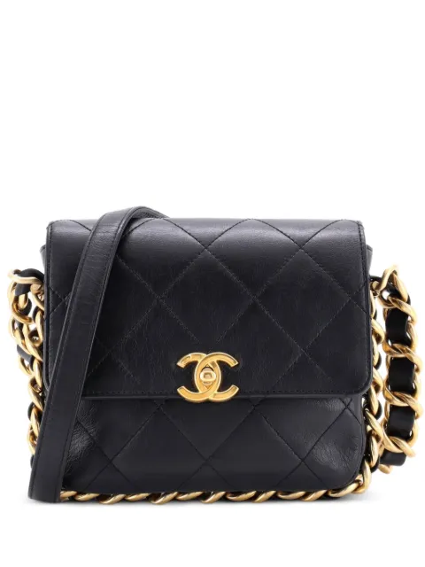 CHANEL Pre-Owned bolsa de hombro Framing Chain Flap pequeña de piel de becerro capitonada