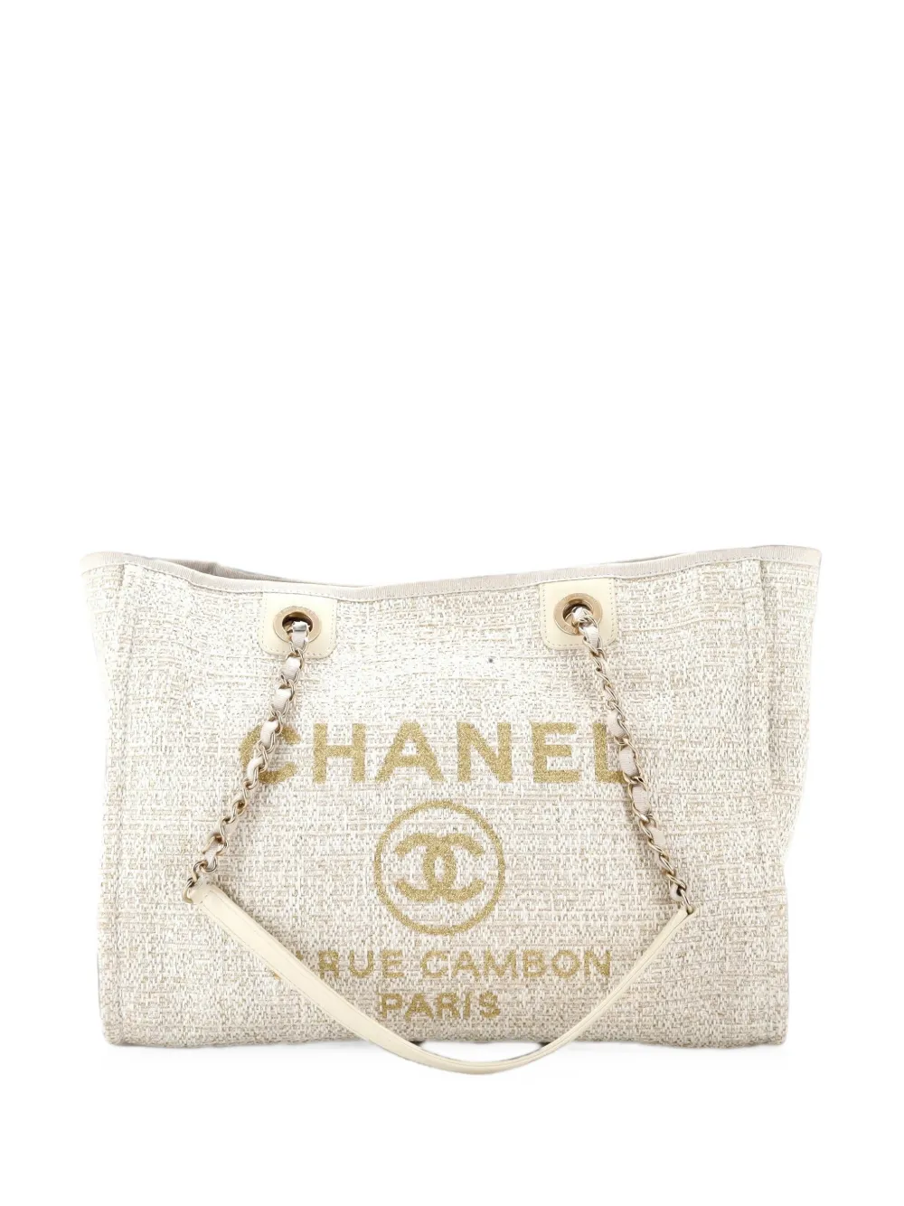 CHANEL Pre-Owned Deauville Raffia with Glitter Detail Small tote bag - Tons neutres