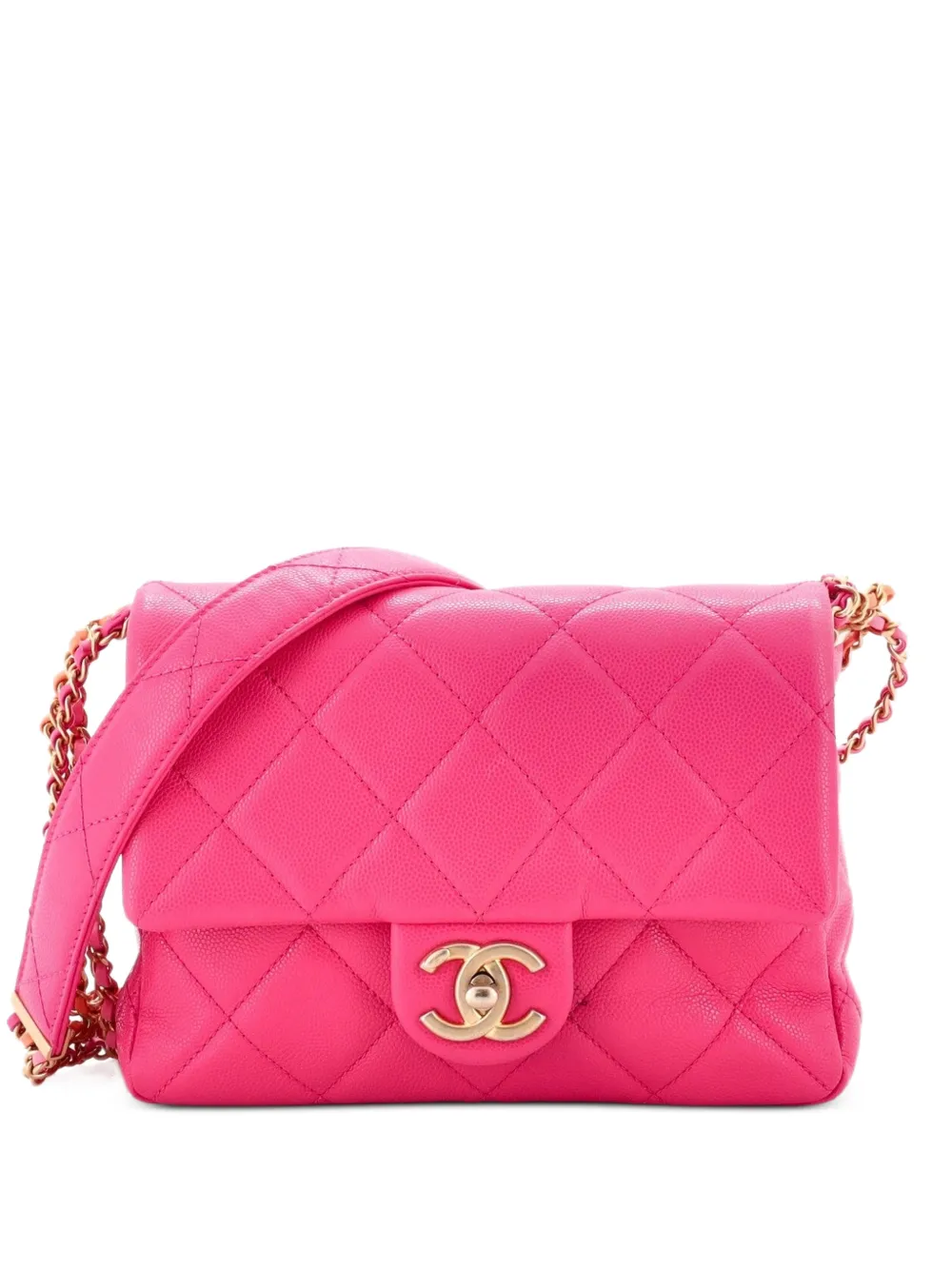CHANEL Pre-Owned Twist Your Buttons Flap Bag Quilted Caviar Small crossbody bag - Rosa