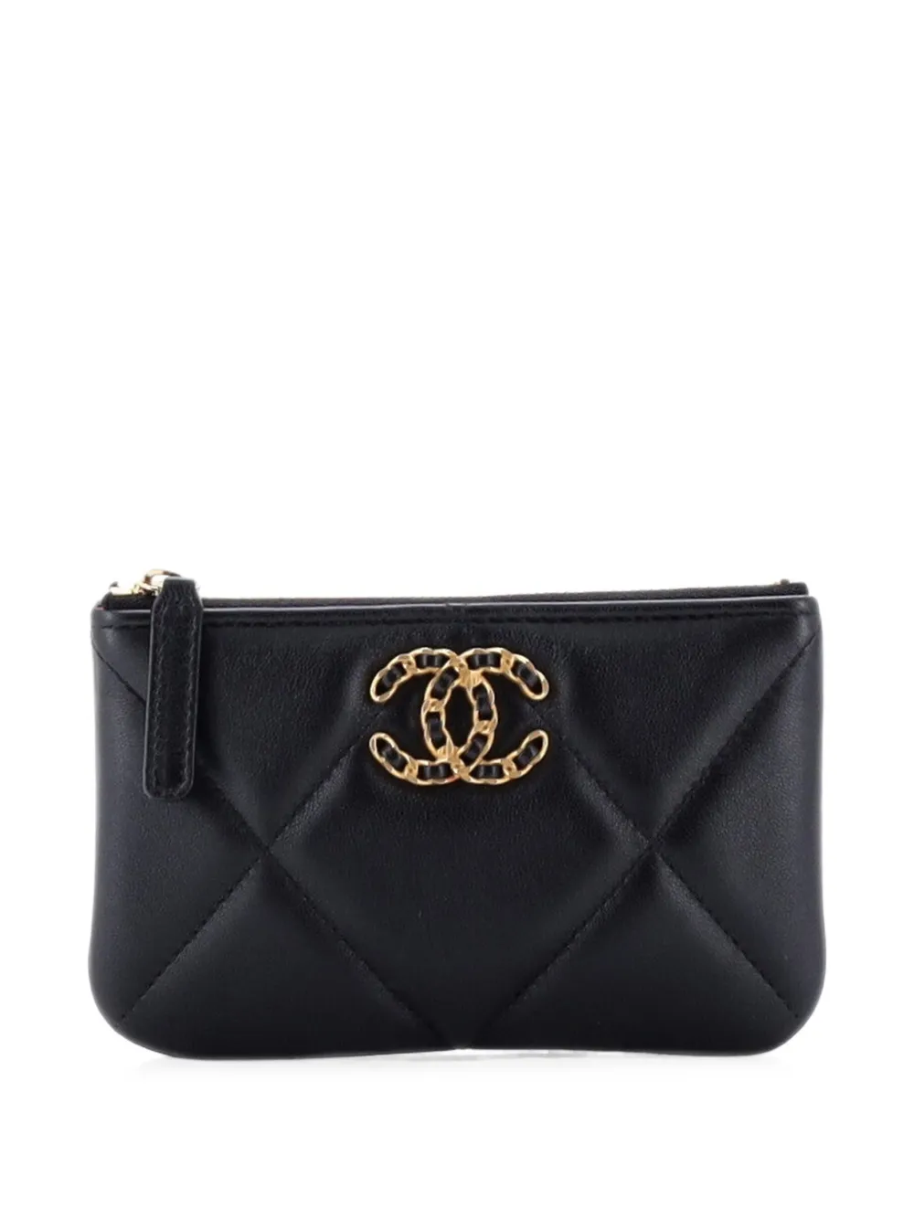CHANEL Pre-Owned 19 O Case Quilted Lambskin Mini pouch - Black