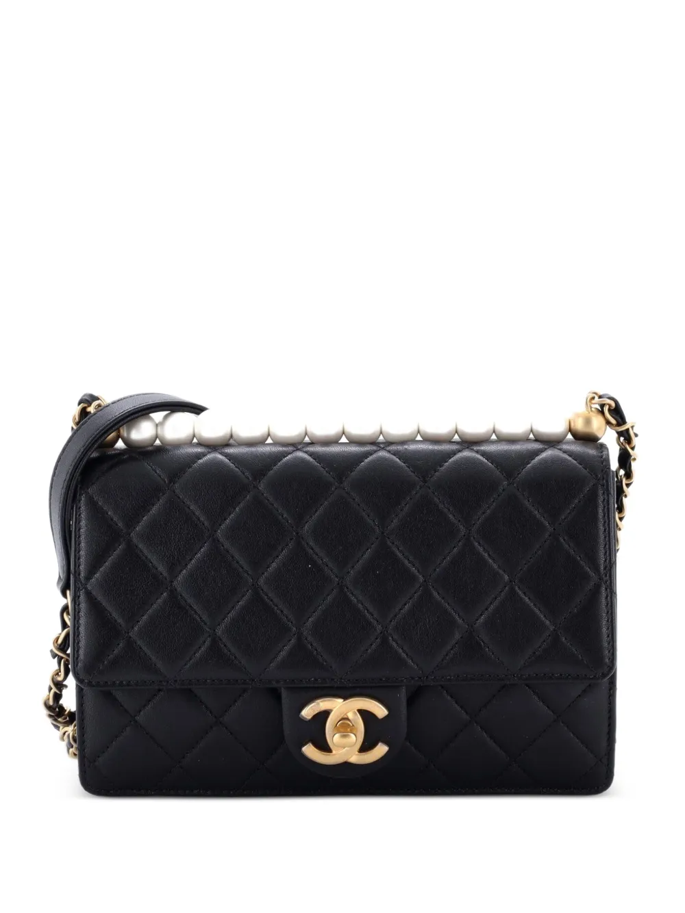 CHANEL Pre-Owned Chic Pearls Flap Bag Quilted Lambskin Small shoulder bag - Black