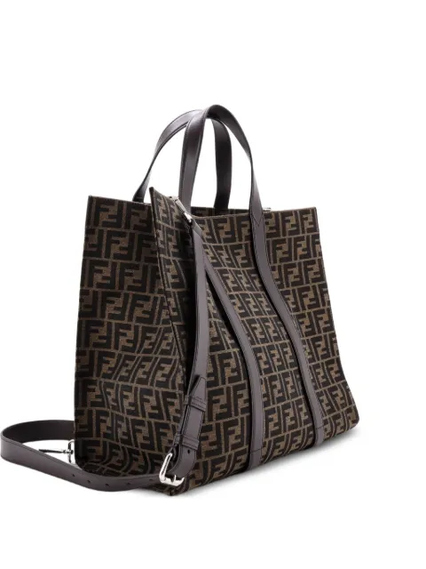 Fendi Pre-Owned Convertible Open Zucca Jacquard Fabric and Leather Large tote bag