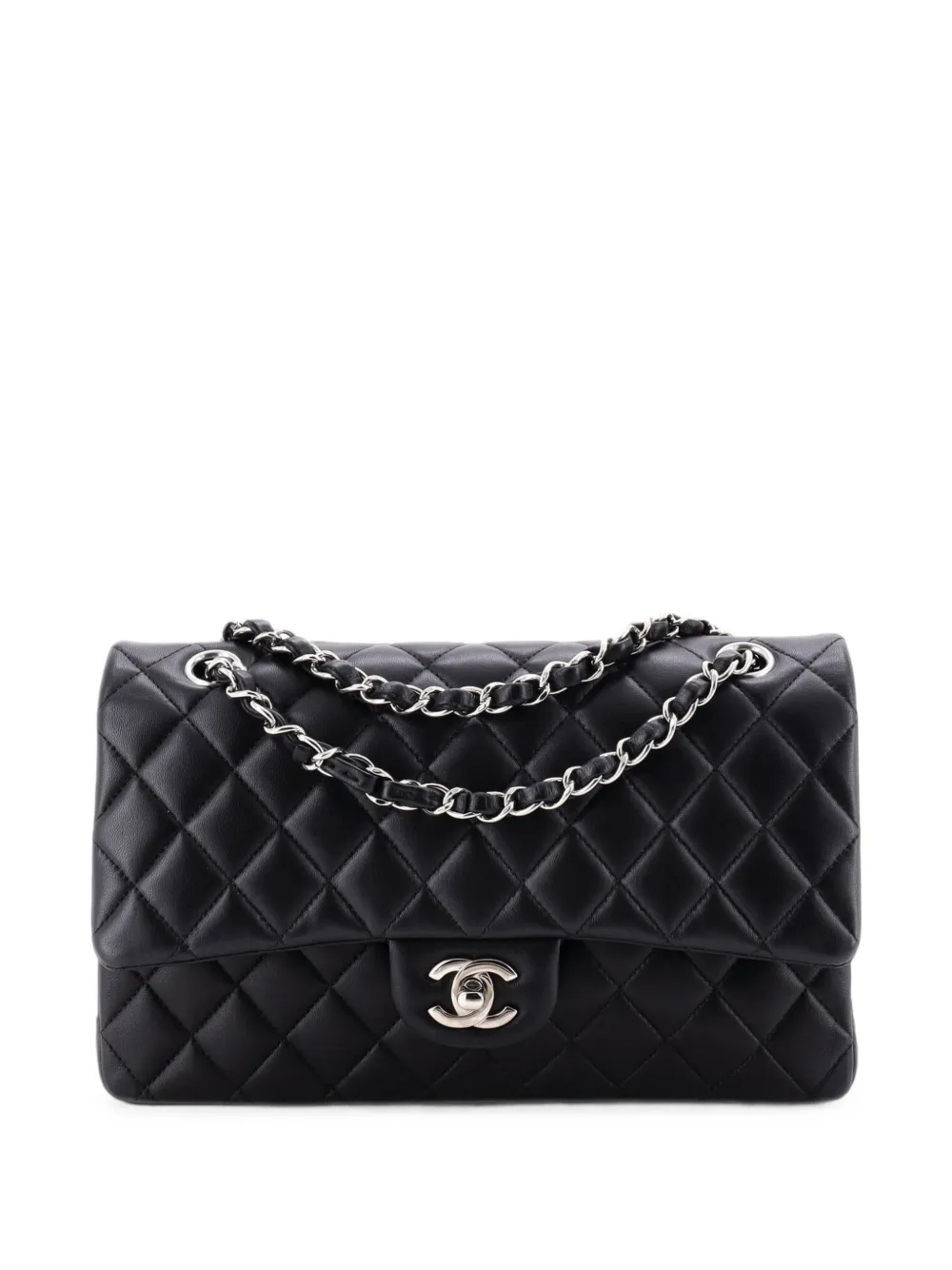 CHANEL Pre-Owned Classic Double Flap Bag Quilted Lambskin Medium shoulder bag - Nero