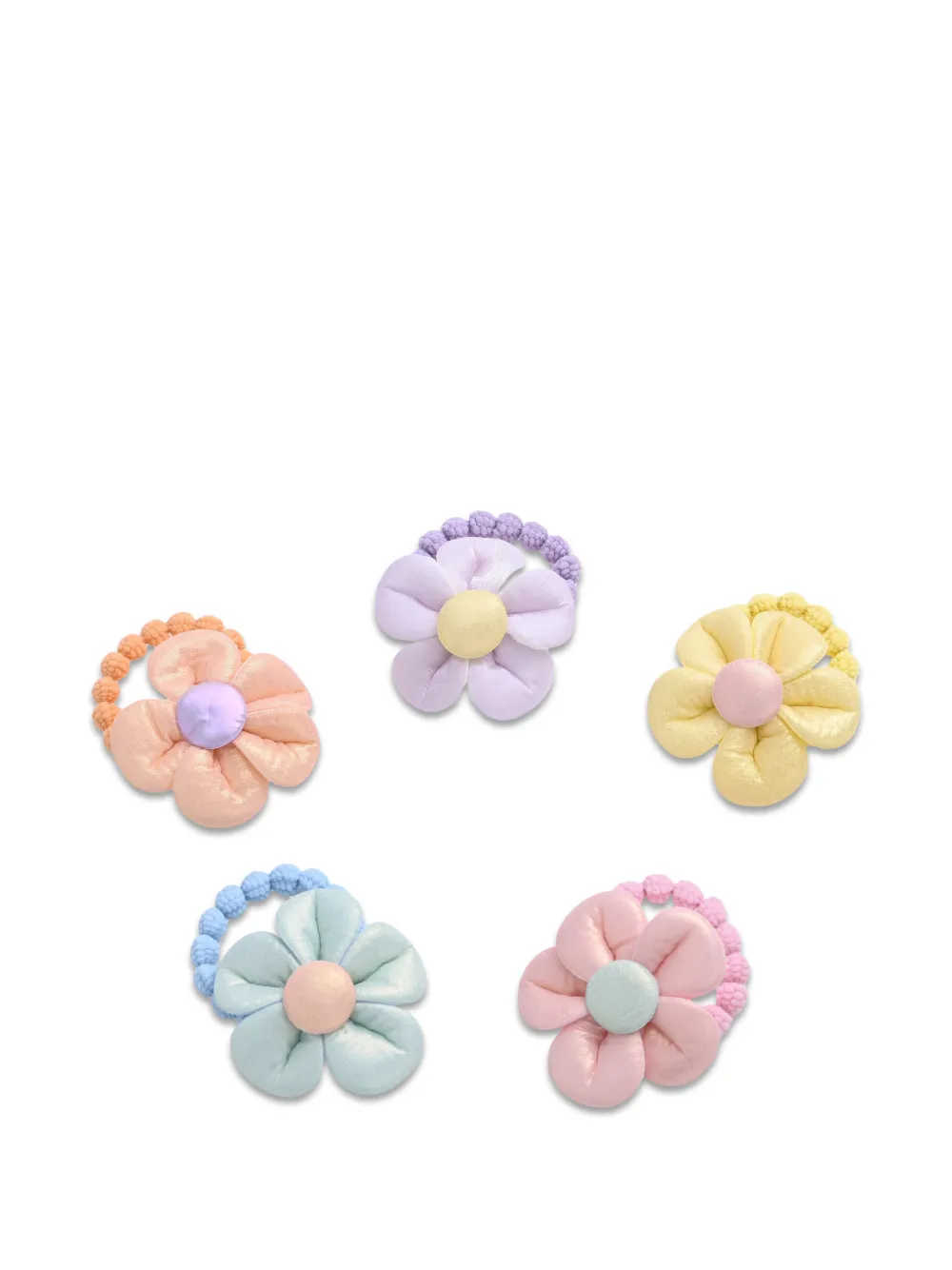 Mimi Tutu plush flower hair ties (set of five) - Pink