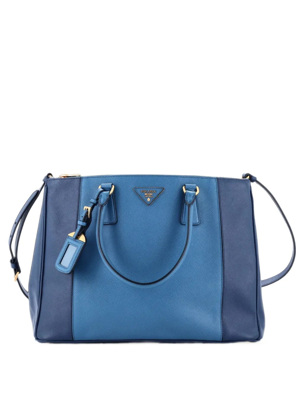 Prada Pre-Owned Bicolor Double Zip Lux Saffiano Leather Medium tote bag - Blue