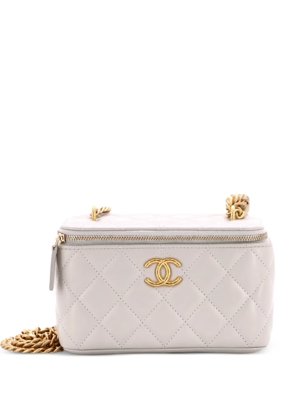 CHANEL Pre-Owned All Slide Long Vanity Case with Chain Quilted Lambskin Small crossbody bag - Grey