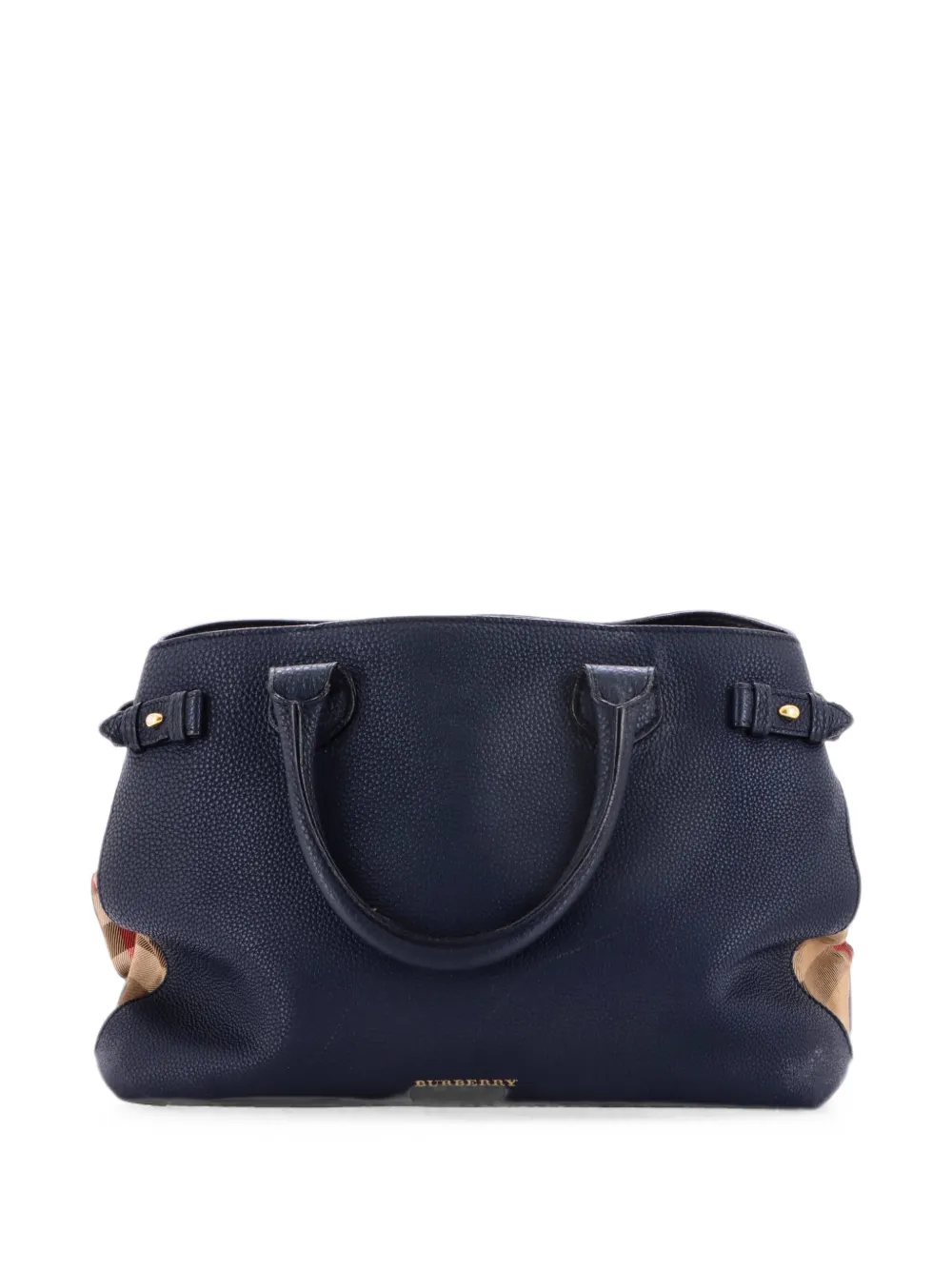 Burberry Pre-Owned Banner Leather and House Check Canvas Large tote bag - Blu