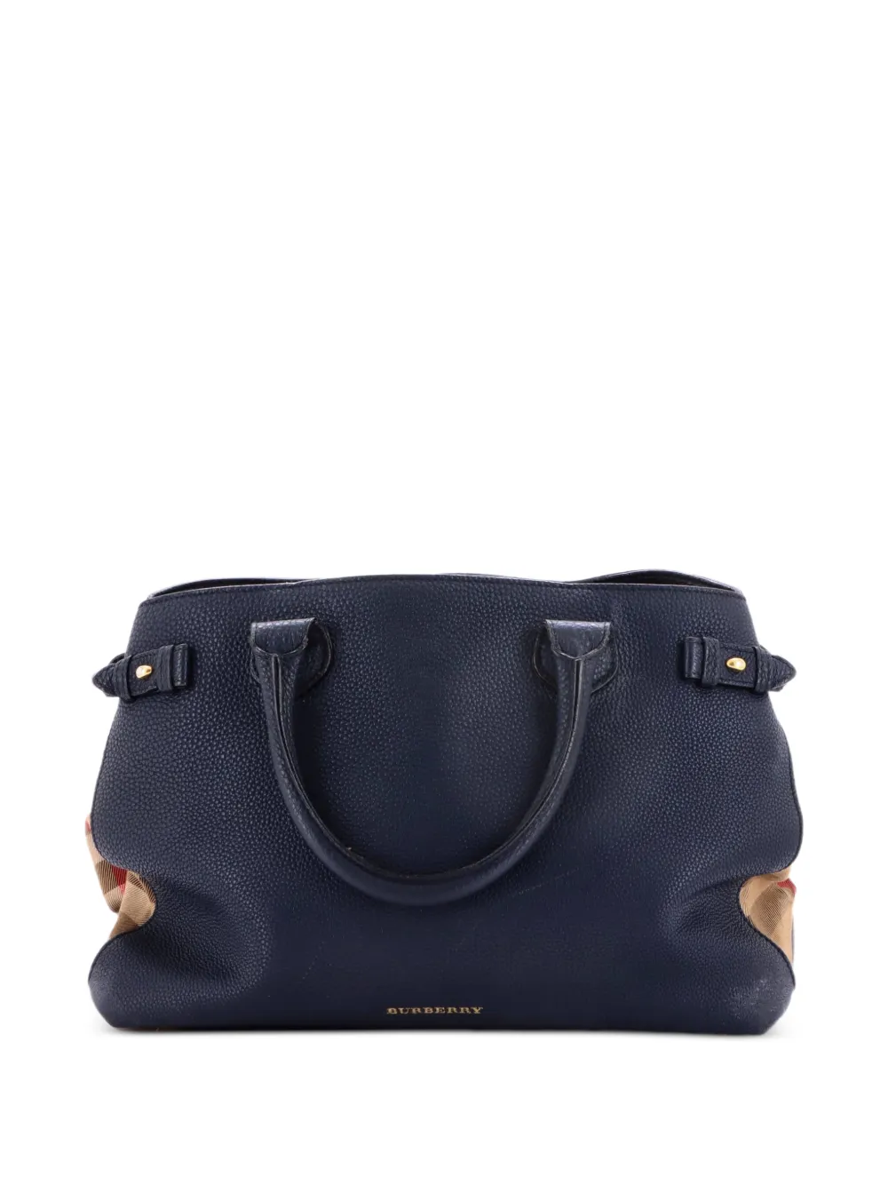 Burberry Pre-Owned Banner Leather and House Check Canvas Large tote bag - Blue