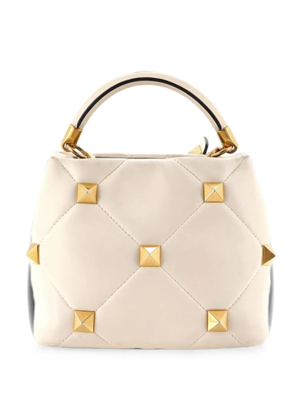 Valentino Garavani Pre-Owned Roman Stud Top Handle Bag Quilted Leather Small satchel - Toni neutri