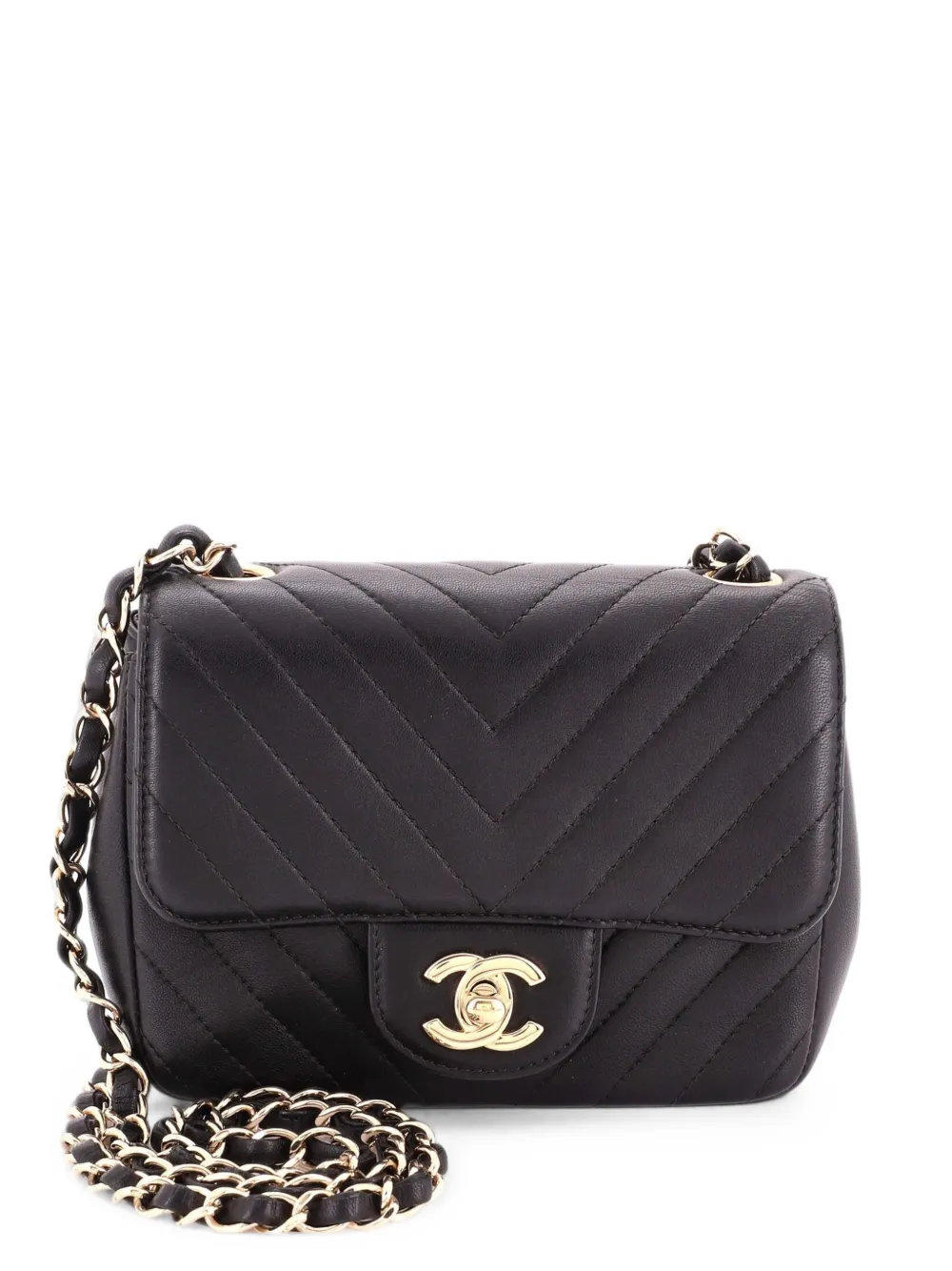 CHANEL Pre-Owned Square Classic Single Flap Bag Chevron Lambskin Mini crossbody bag - Nero