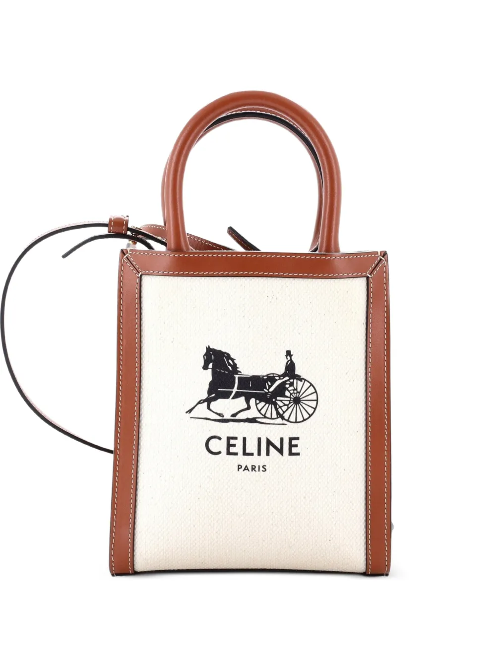 Celine Pre-Owned Sulky Vertical Cabas Tote Canvas with Leather Mini crossbody bag - Nude