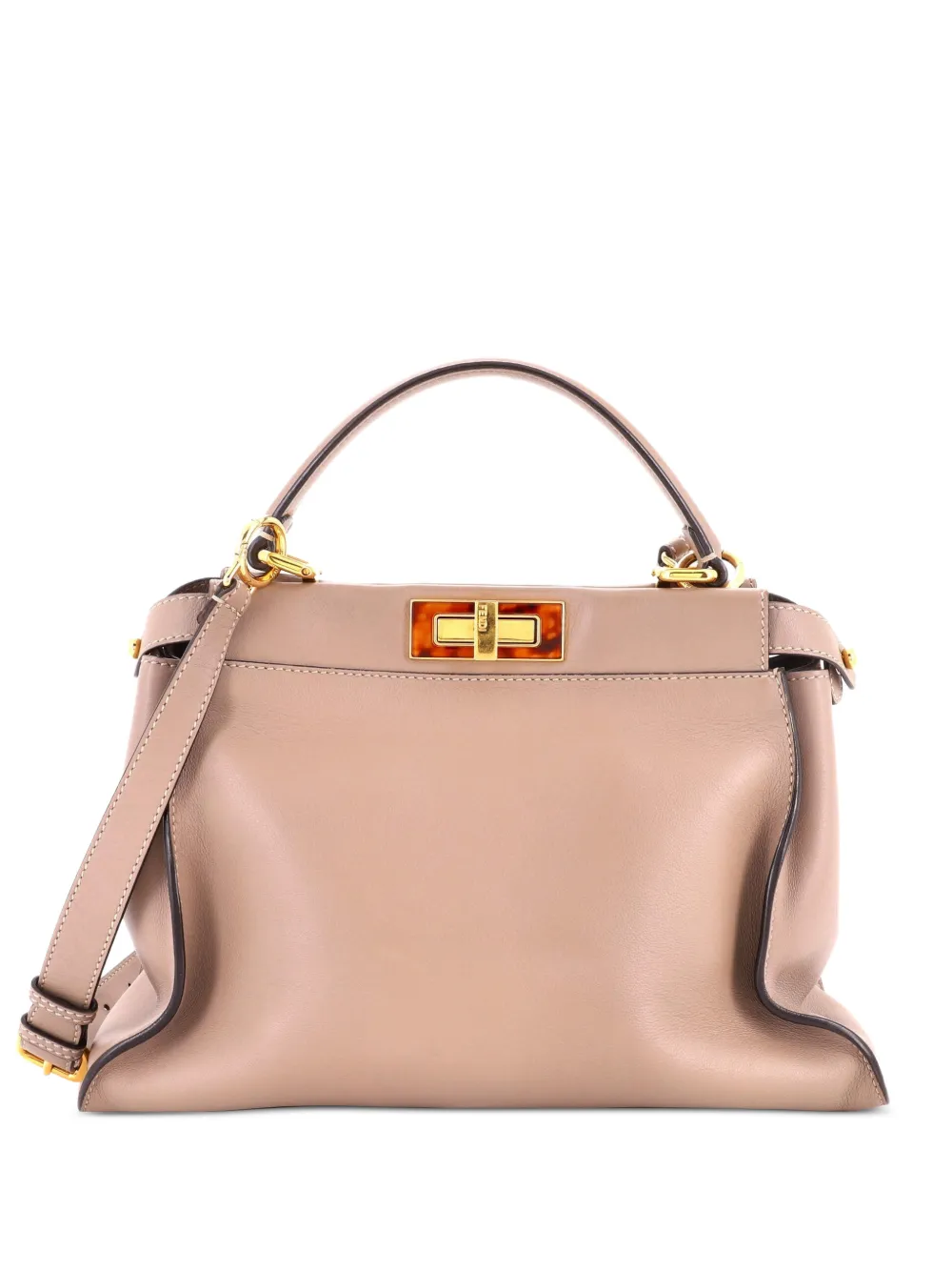 Fendi Pre-Owned Peekaboo Bag Leather with Tortoise Detail Regular shoulder bag - Braun