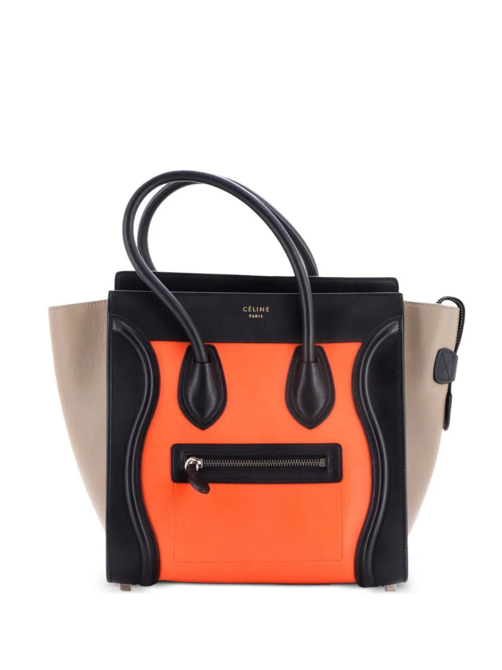 Celine Pre-Owned Tricolor Luggage Bag Leather Micro tote bag - Black