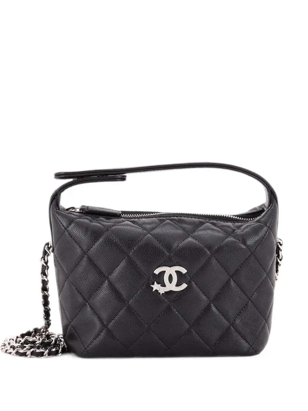 CHANEL Pre-Owned CC Stars Hobo Clutch with Chain Quilted Caviar shoulder bag - Nero