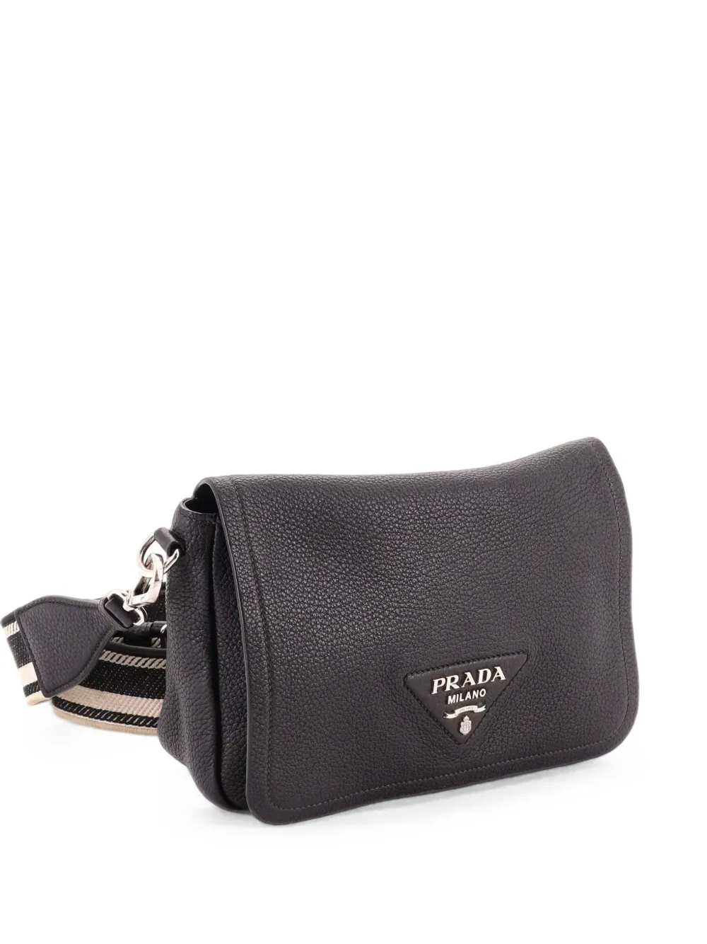 Prada Pre-Owned Flou Flap Vitello Daino Small shoulder bag - Nero