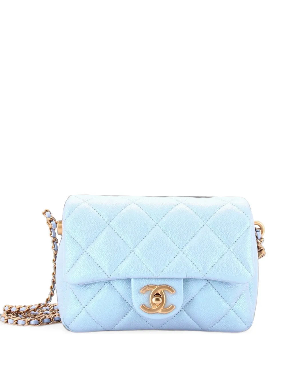 CHANEL Pre-Owned My Perfect Adjustable Chain Flap Bag Quilted Iridescent Caviar Mini crossbody bag - Blu
