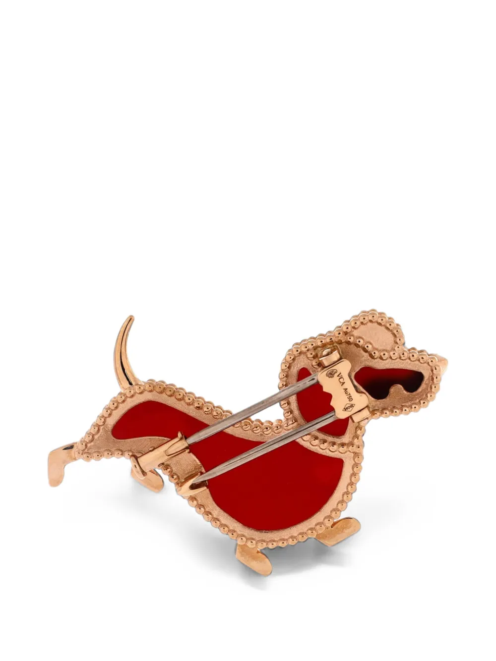 Van Cleef & Arpels Pre-owned Lucky Animals Dachshund Brooch 18K Rose Gold with Carnelian and Onyx Brooches & Pins in