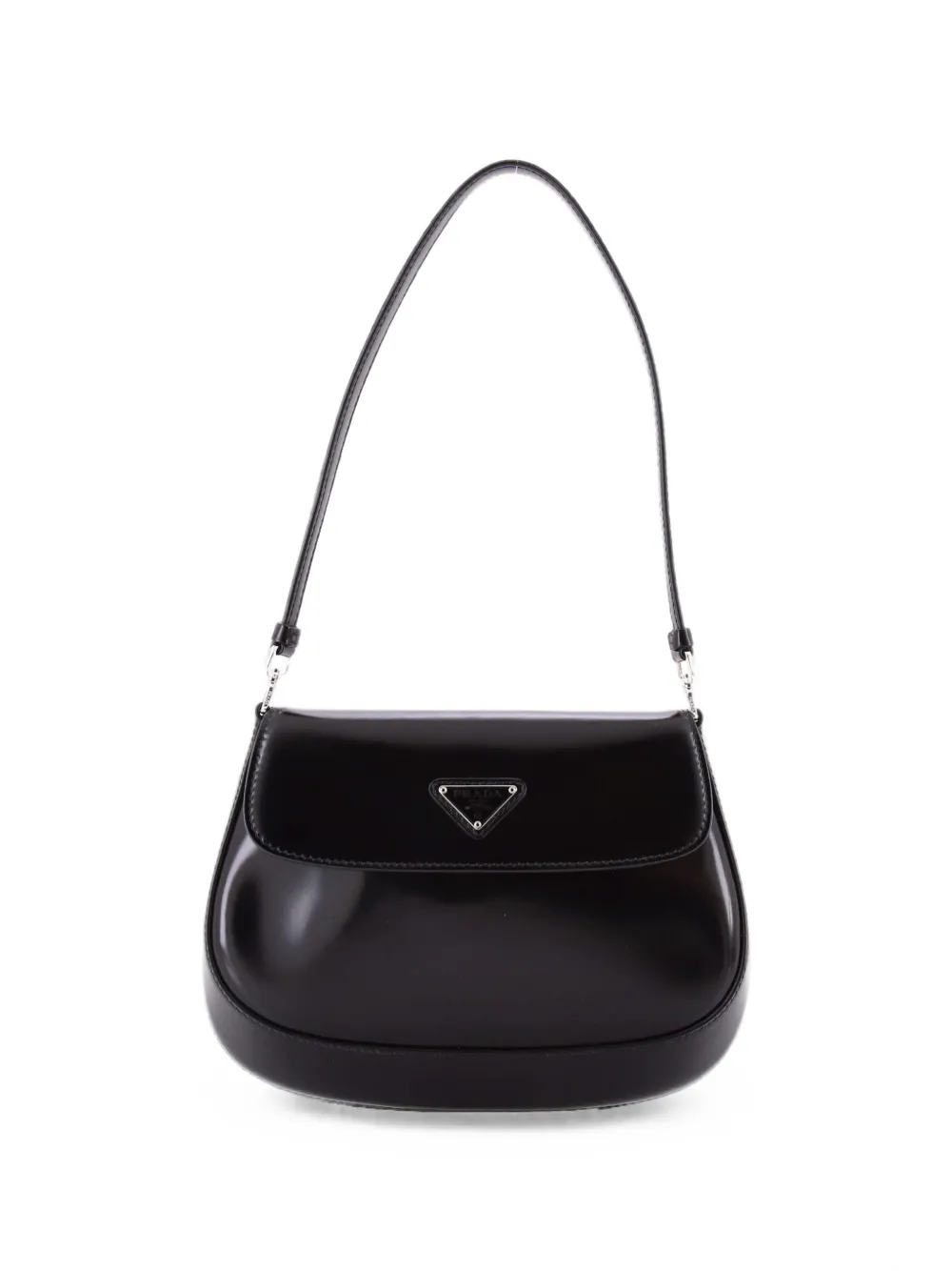 Prada Pre-Owned Cleo Flap Shoulder Bag Spazzolato Leather Small hobo bag - Nero