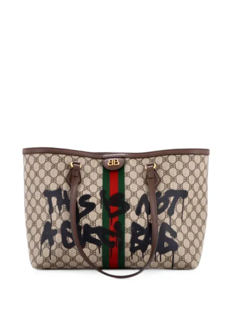 Balenciaga Pre-Owned x Gucci The Hacker Project Graffiti BB Coated Canvas Medium tote bag
