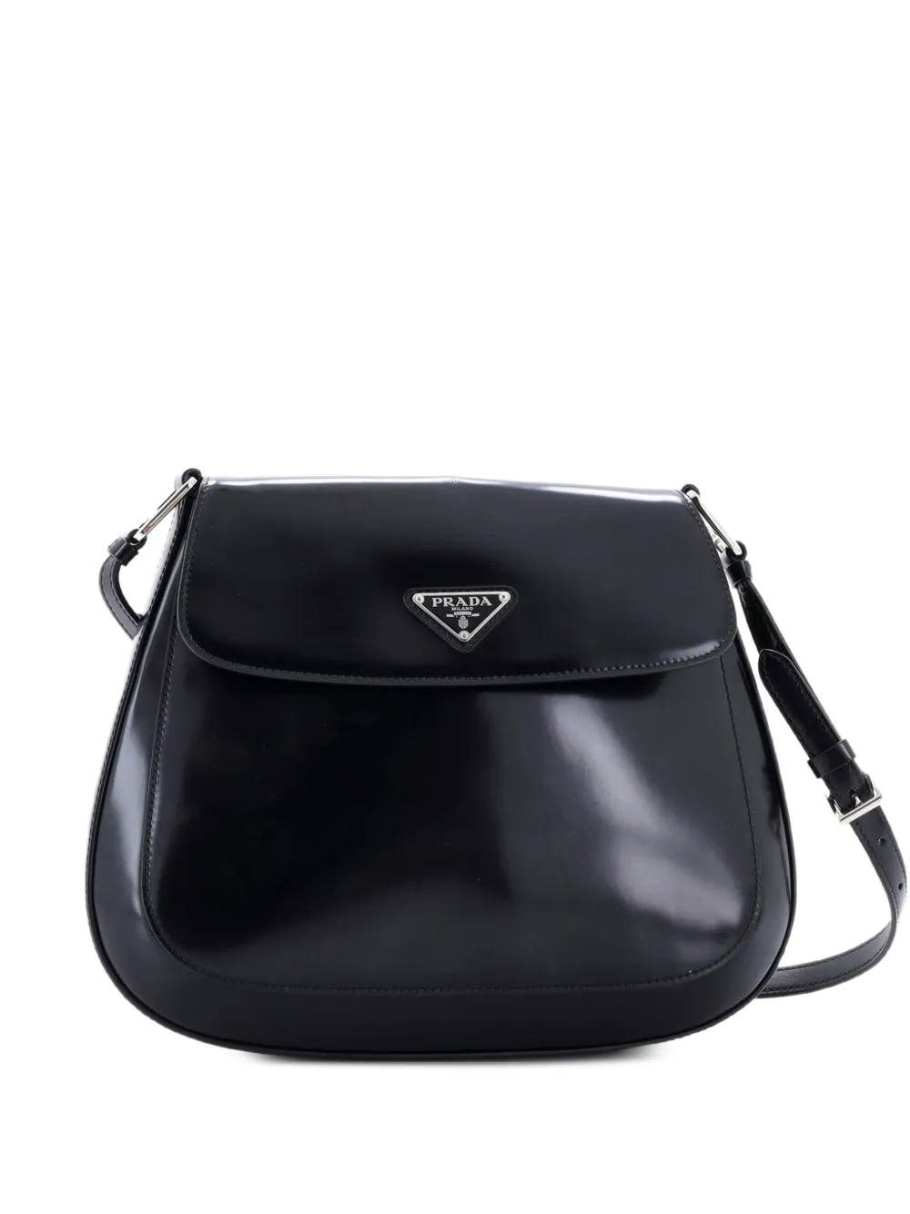 Prada Pre-Owned Cleo Flap Spazzolato Leather Large shoulder bag - Nero