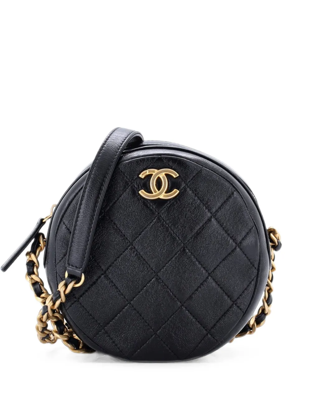 CHANEL Pre-Owned Round Chain Quilted Caviar Small crossbody bag - Nero