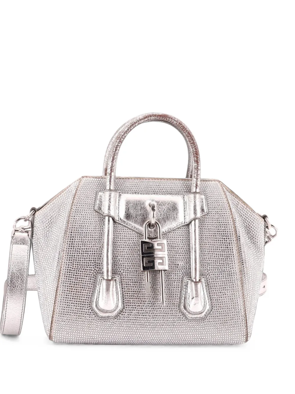 Givenchy Pre-Owned Antigona Lock Bag Crystal Embellished Satin Mini satchel - Effetto metallizzato