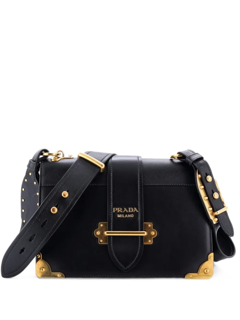 Prada Pre-Owned Cahier Leather and Saffiano Leather Large crossbody bag - Nero