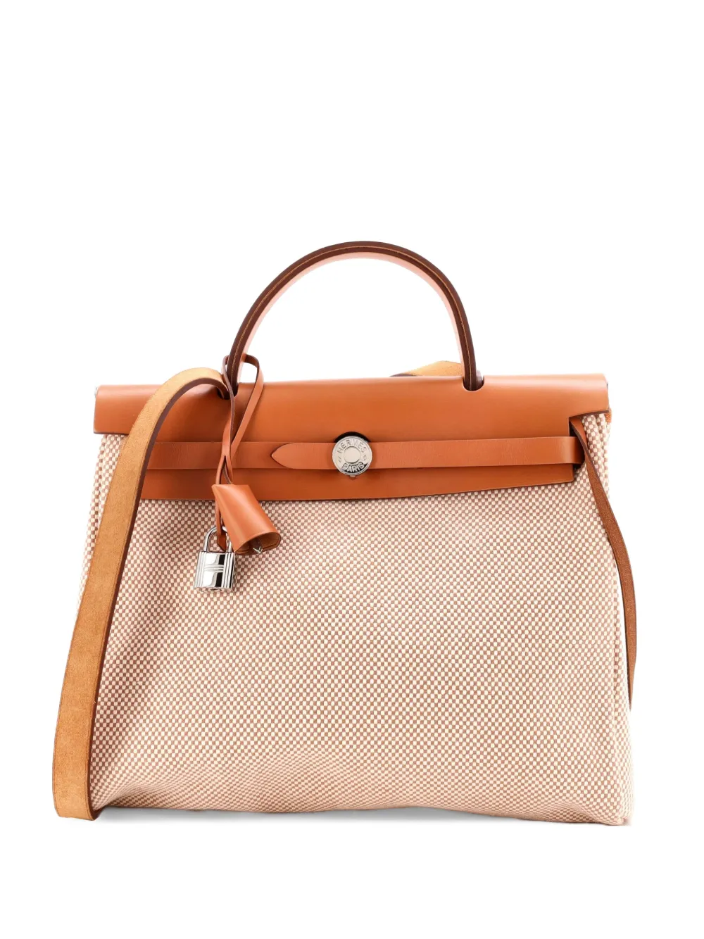 Hermès Pre-Owned Herbag Zip Criss Viking Toile and Leather 31 shoulder bag - Nude