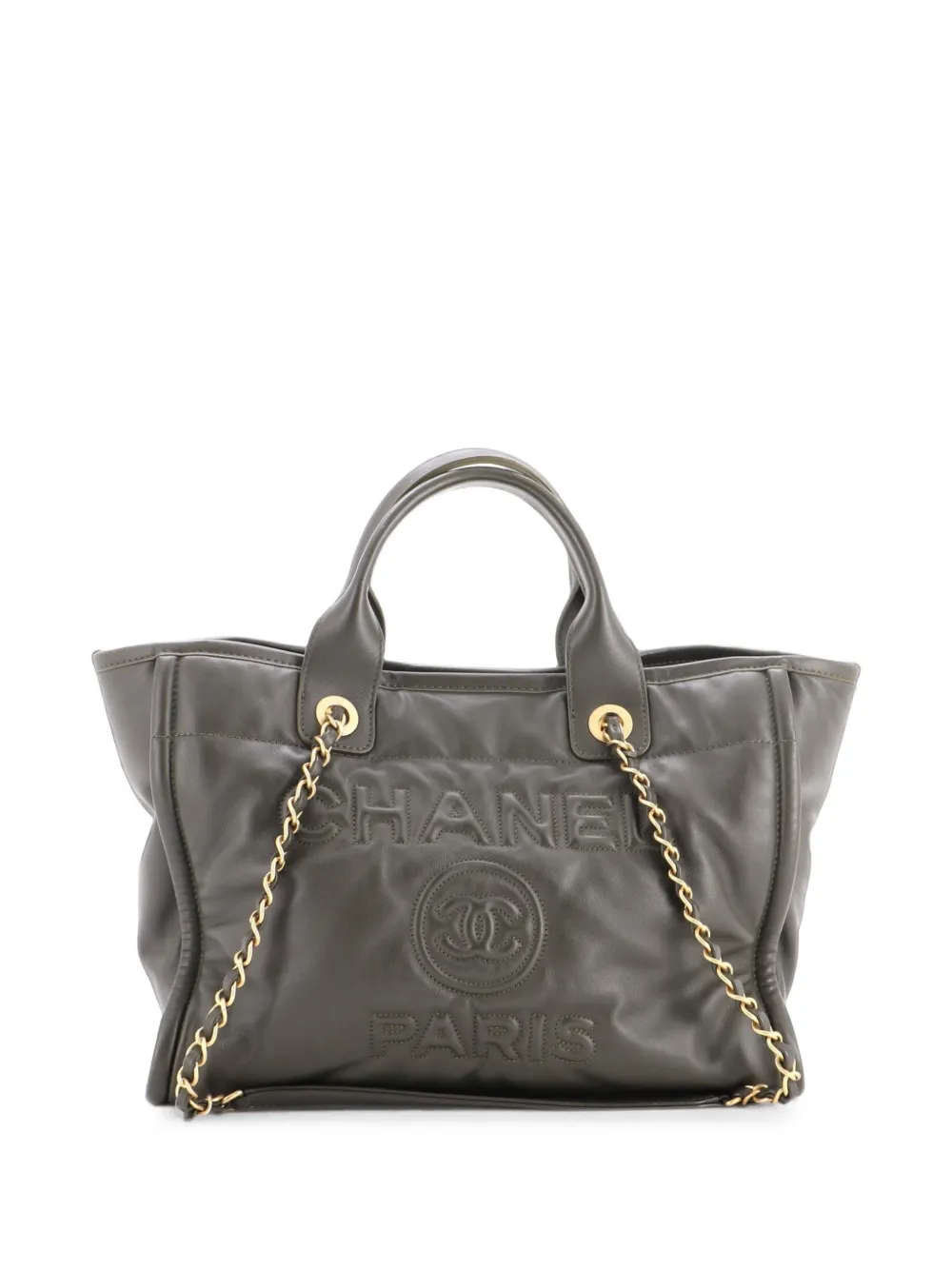 CHANEL Pre-Owned Deauville NM Embossed Calfskin Small tote bag - Vert