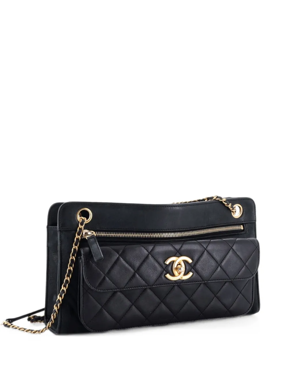 CHANEL Pre-Owned Front Pocket Camera Bag Quilted Calfskin Medium shoulder bag - Nero