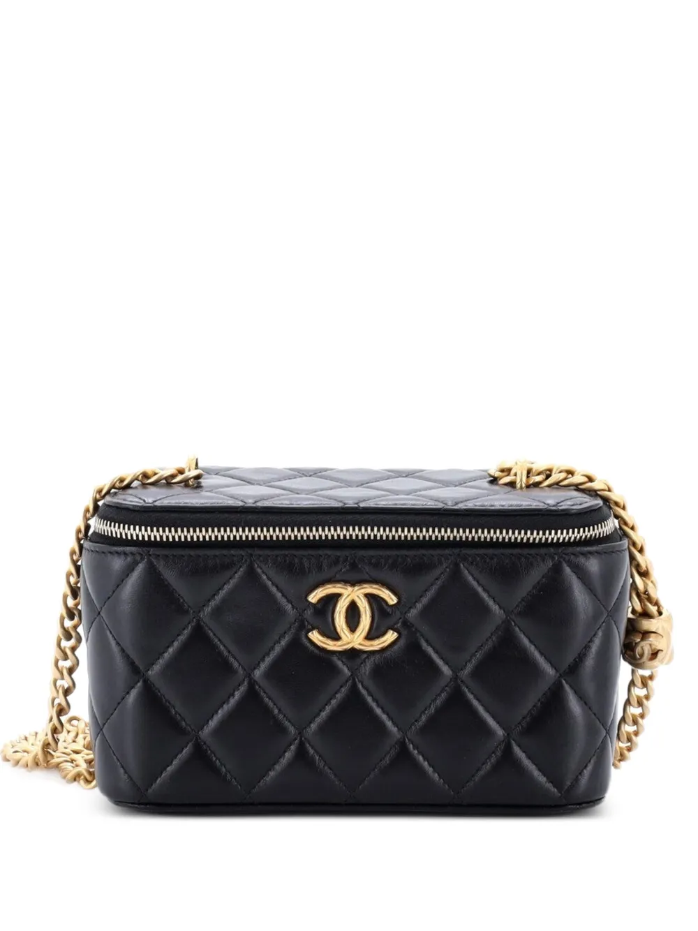 CHANEL Pre-Owned All Slide Long Vanity Case with Chain Quilted Lambskin Small crossbody bag - Black