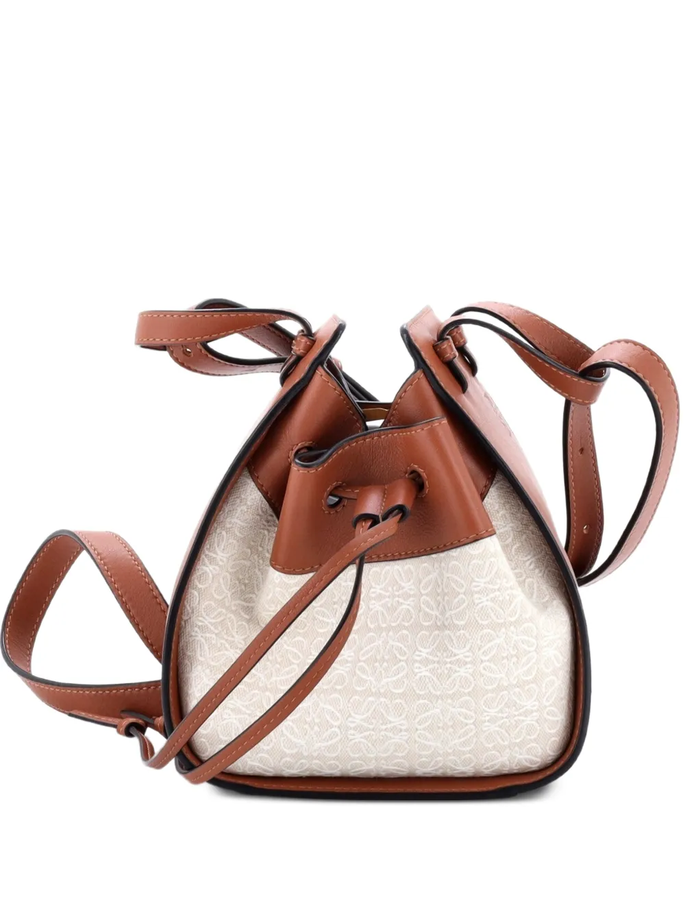 Loewe Pre-Owned Hammock Bag Leather and Anagram Jacquard Mini crossbody bag - Nude