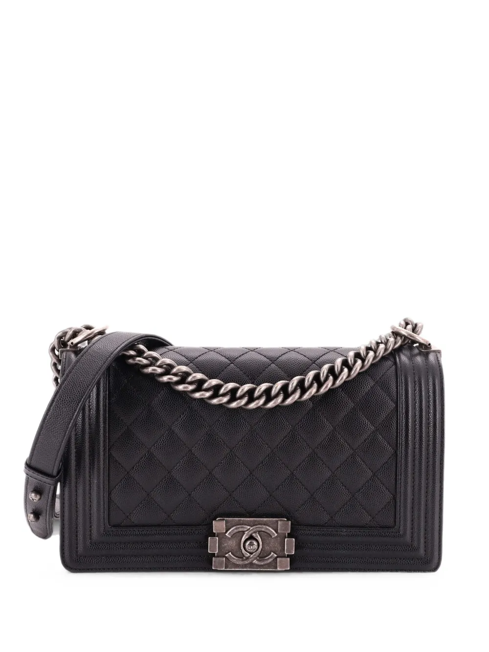 CHANEL Pre-Owned Boy Flap Bag Quilted Caviar Old Medium crossbody bag - Schwarz