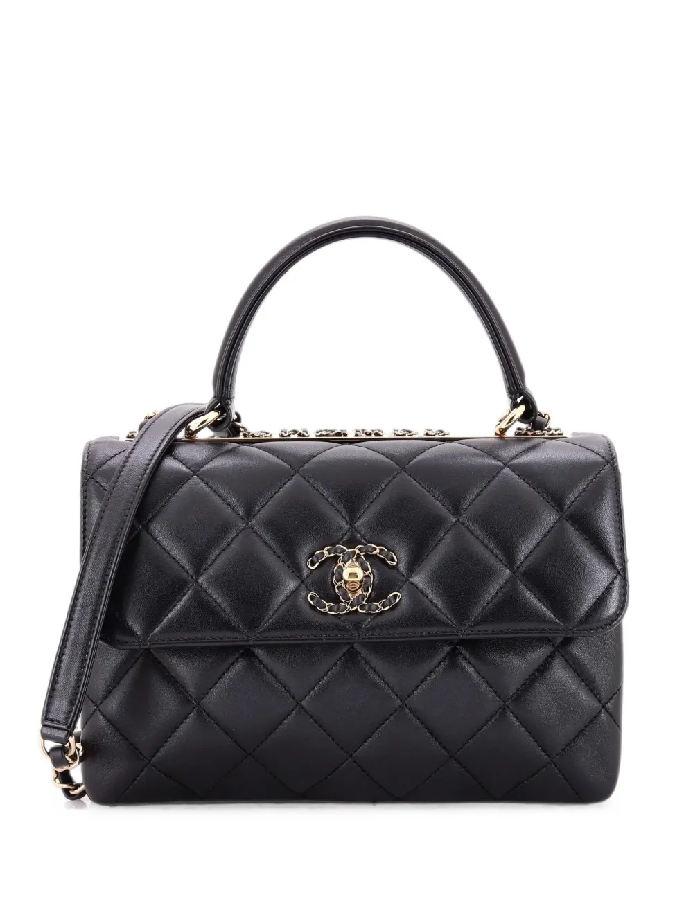 CHANEL Pre-Owned Chain Trendy CC Top Handle Bag Quilted Lambskin Small crossbody bag - Nero