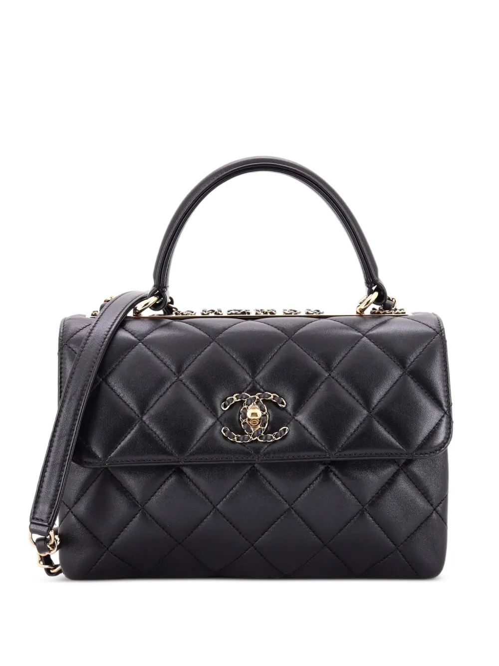 CHANEL Pre-Owned Chain Trendy CC Top Handle Bag Quilted Lambskin Small crossbody bag - Schwarz
