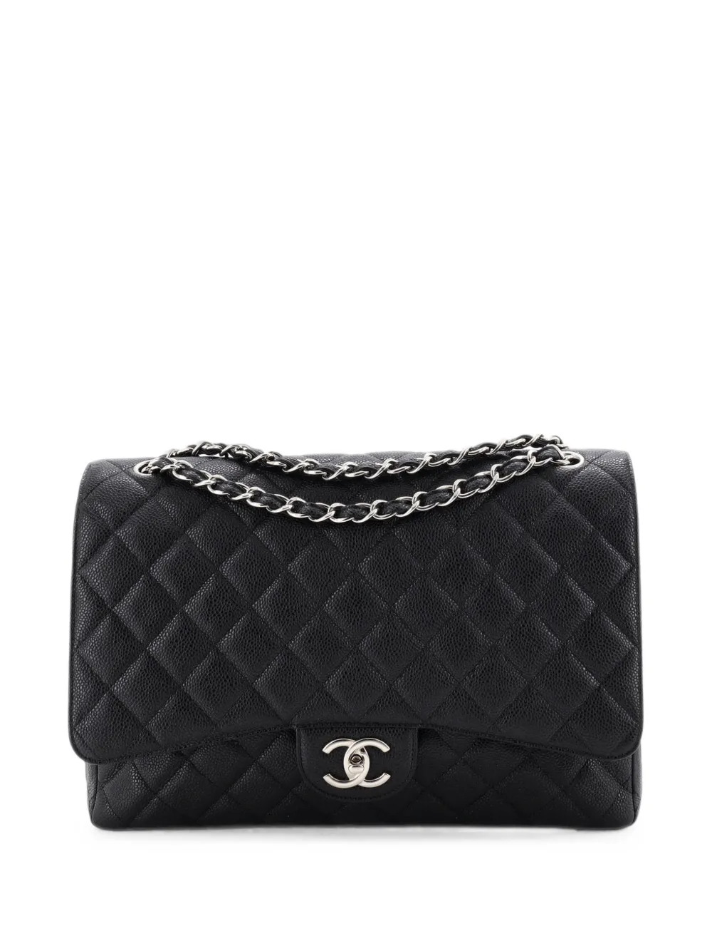 CHANEL Pre-Owned Classic Double Flap Bag Quilted Caviar Maxi shoulder bag - Nero
