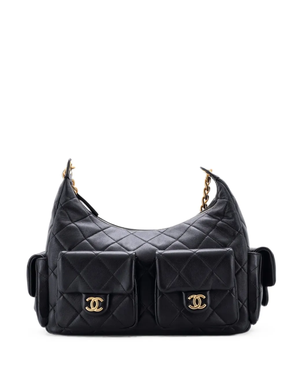CHANEL Pre-Owned Trendy Pockets Quilted Lambskin Large hobo bag - Nero