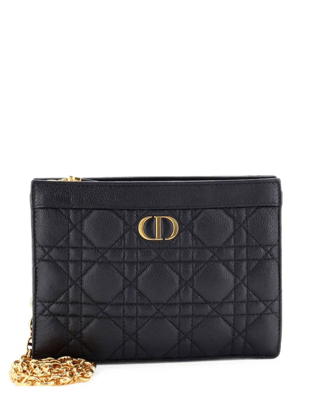 Christian Dior Pre-Owned Caro Zipped Pouch With Chain Cannage Quilt Leather shoulder bag - Black
