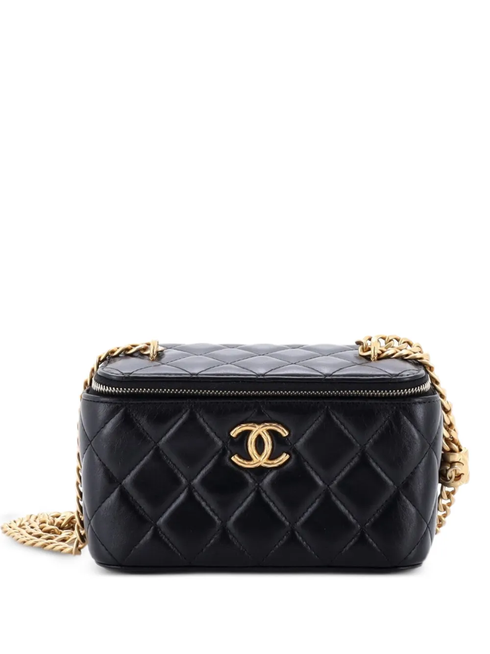 CHANEL Pre-Owned All Slide Long Vanity Case with Chain Quilted Lambskin Small crossbody bag - Black