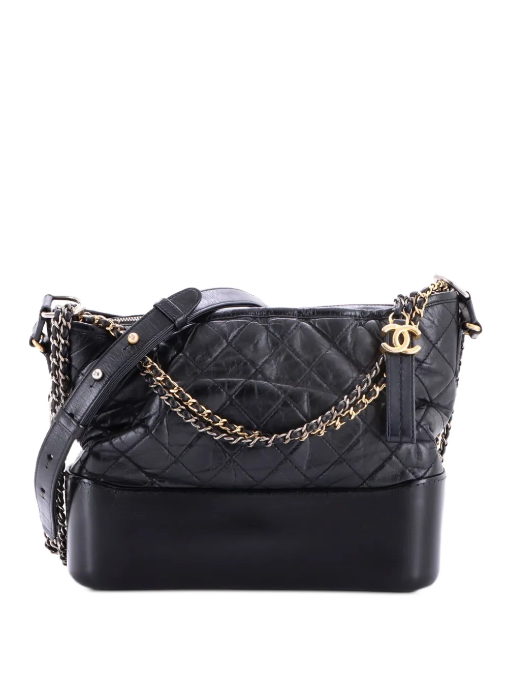 CHANEL Pre-Owned Gabrielle Quilted Aged Calfskin Medium hobo bag - Black