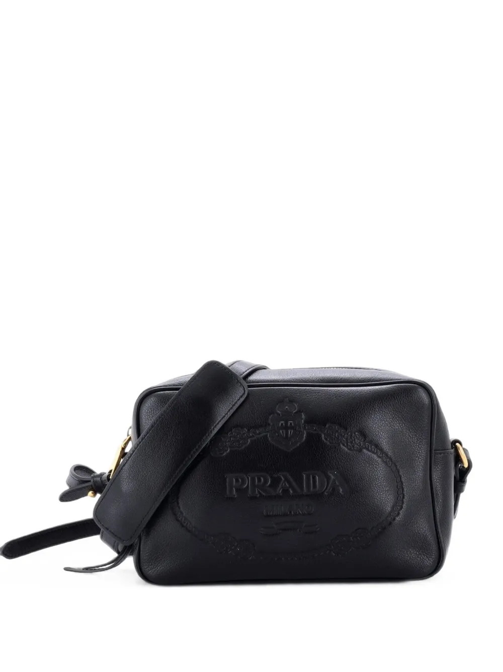 Prada Pre-Owned Logo Camera Bag Embossed Leather Small crossbody bag - Nero