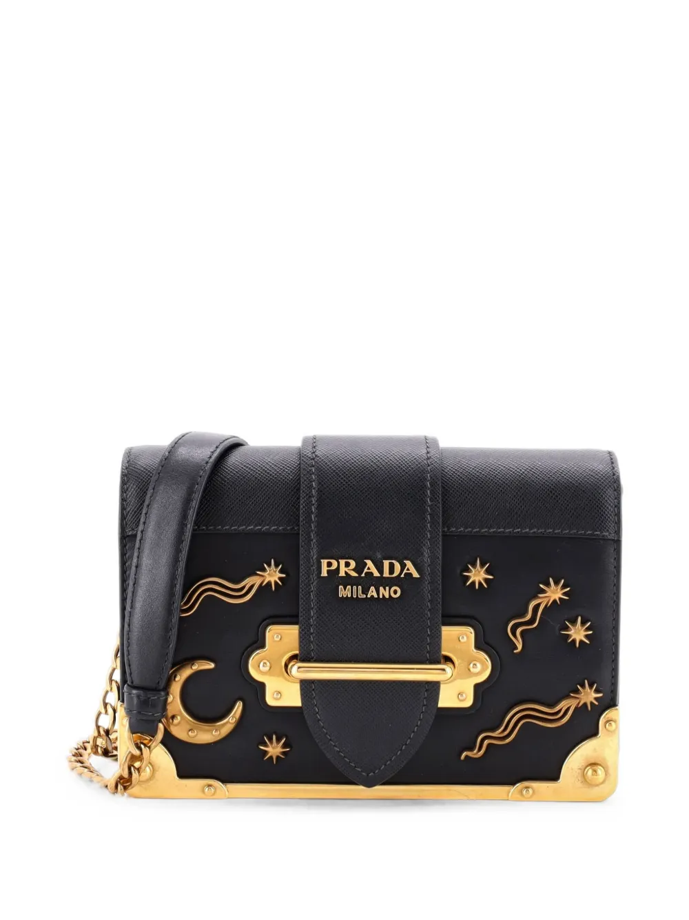 Prada Pre-Owned Cahier Embellished Leather Small crossbody bag - Nero