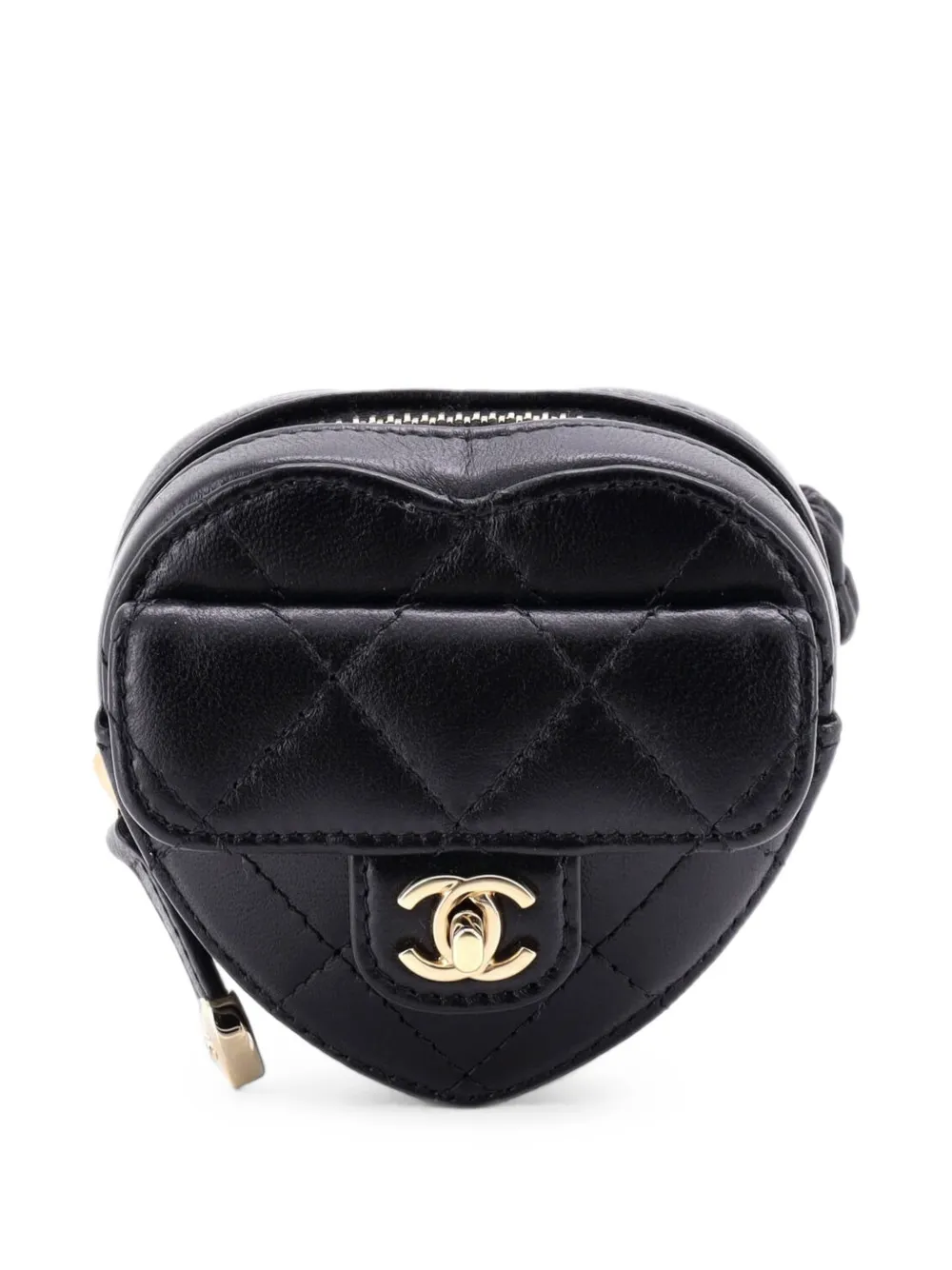 CHANEL Pre-Owned CC in Love Heart Arm Zip Coin Purse Quilted Lambskin pouch - Schwarz