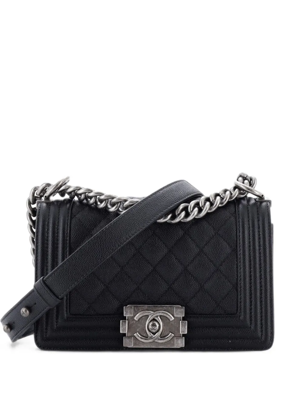 CHANEL Pre-Owned Boy Flap Bag Quilted Caviar Small crossbody bag - Nero