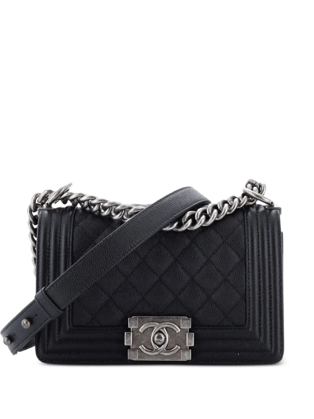 CHANEL Pre-Owned Boy Flap Bag Quilted Caviar Small crossbody bag - Black