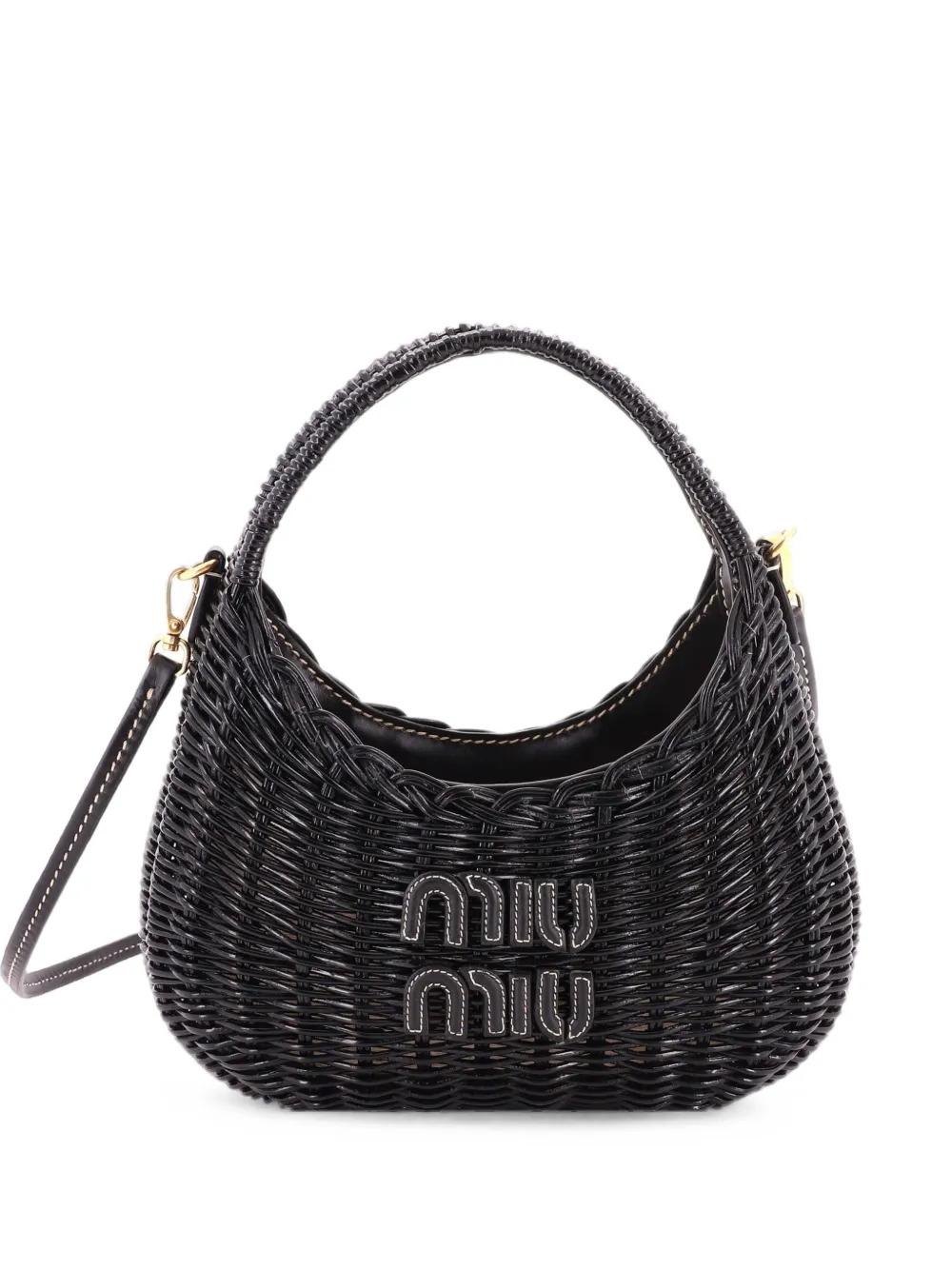 Miu Miu Pre-Owned Wander Hobo Wicker Mini shoulder bag - Schwarz